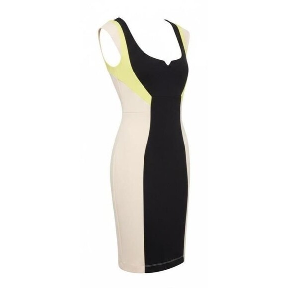 *New French Connection Lolostretch color block dress Bodycon Pencil US2 FR34 UK6 - Picture 2 of 8